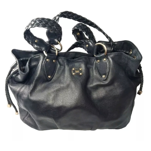 Michael Kors Woodside Large Satchel Leather Handbag  Black - Picture 1 of 8